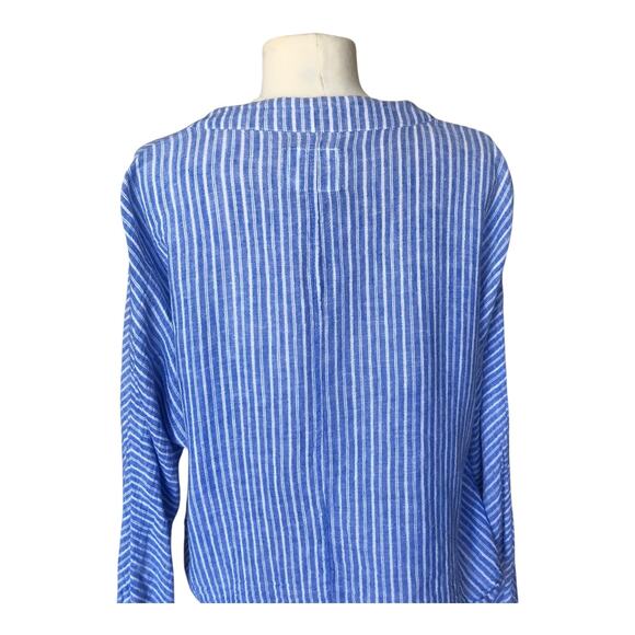 Rails Sloane Linen Blue Azure Stripe Front Tie Top Shirt Women's Size Large - Picture 6 of 14